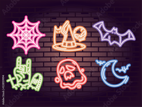 icons, neon halloween