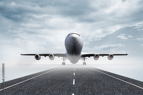 3D plane standing on runway