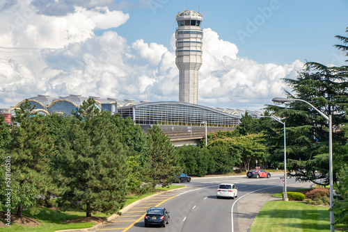 Highway, Airport Terminal, and Air Traffic Control Tower in Virginia, USA photo