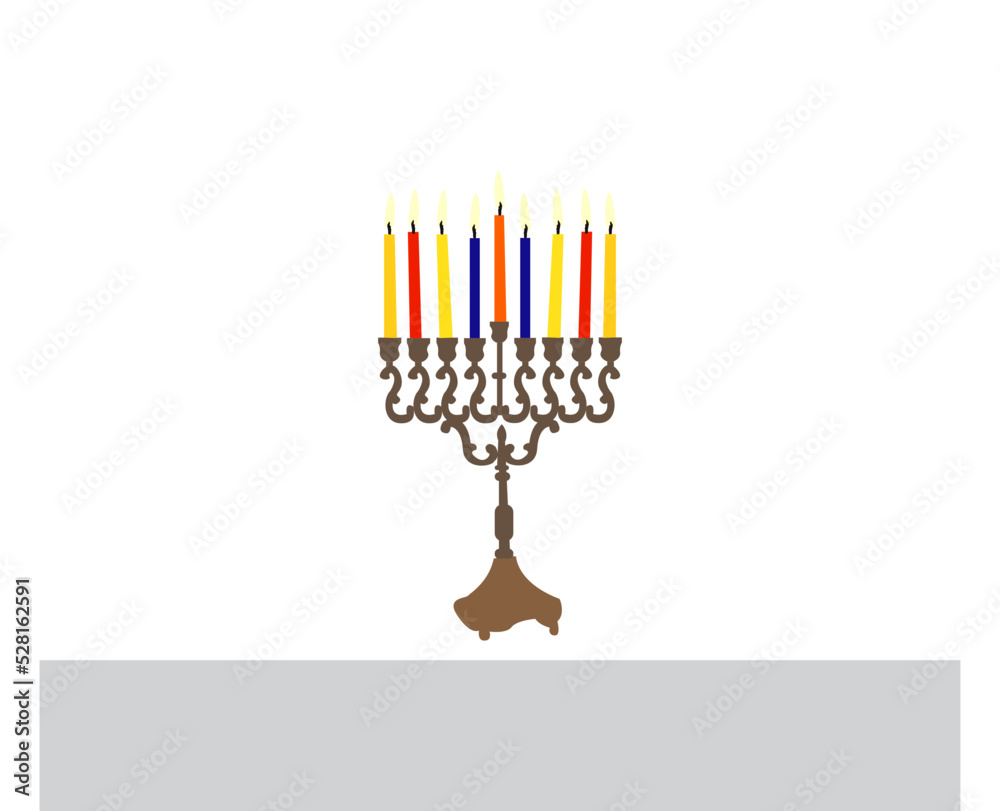 Happy Hanukkah, Jewish Festival of Lights scene with people, happy families with children. Happy Hanukkah lettering in Hebrew. Original Hebrew font logo with Hanukkah menorah (candelabra) for postcard Happy Hanukkah, Jewish Festival of Lights scene with people, happy families with children. Happy Hanukkah lettering in Hebrew. Original Hebrew font logo with Hanukkah menorah (candelabra) for postcard