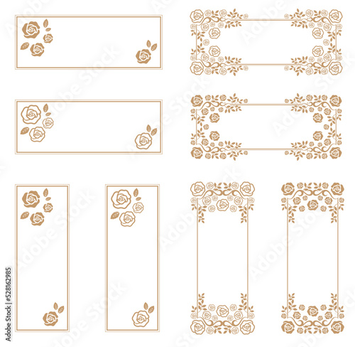 Decorative frame with rose theme.a horizontally elongated banner.a vertically elongated banner.a banner that is good to use as a title.a title frame that is good for writing on a form.frames for title