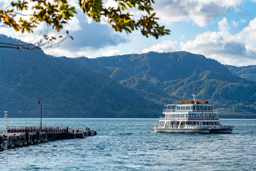 Lake Towada Sightseeing Cruises in Pier 1. Towada hachimantai National Park. Aomori, Japan Lake Towada Sightseeing Cruises in Pier 1. Towada hachimantai National Park. Aomori, Japan