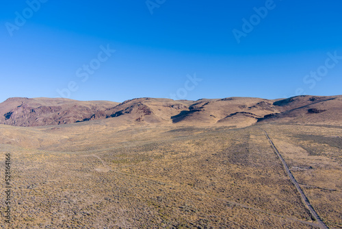 Aerial view of a dirt road at Thacker Pass Nevada.