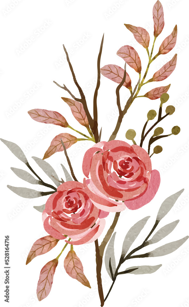 Fototapeta premium ELEGANT PINK WATERCOLOR FLOWER ARRANGEMENT