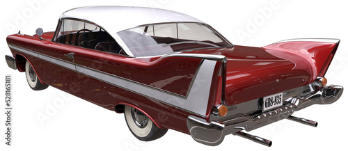 Classic American Vintage Car 3d-Illustration isolated on White