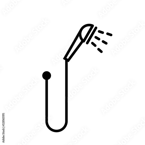 Simple Flexible Hand Shower Hose Vector Outline Illustration