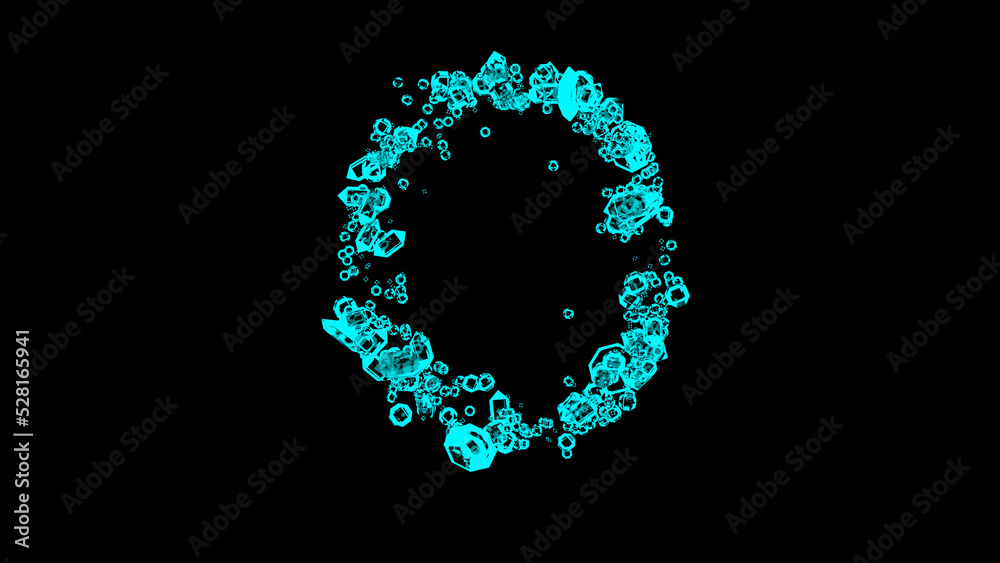 blue cartoon bijouterie finest brilliants alphabet - letter O, isolated - object 3D rendering