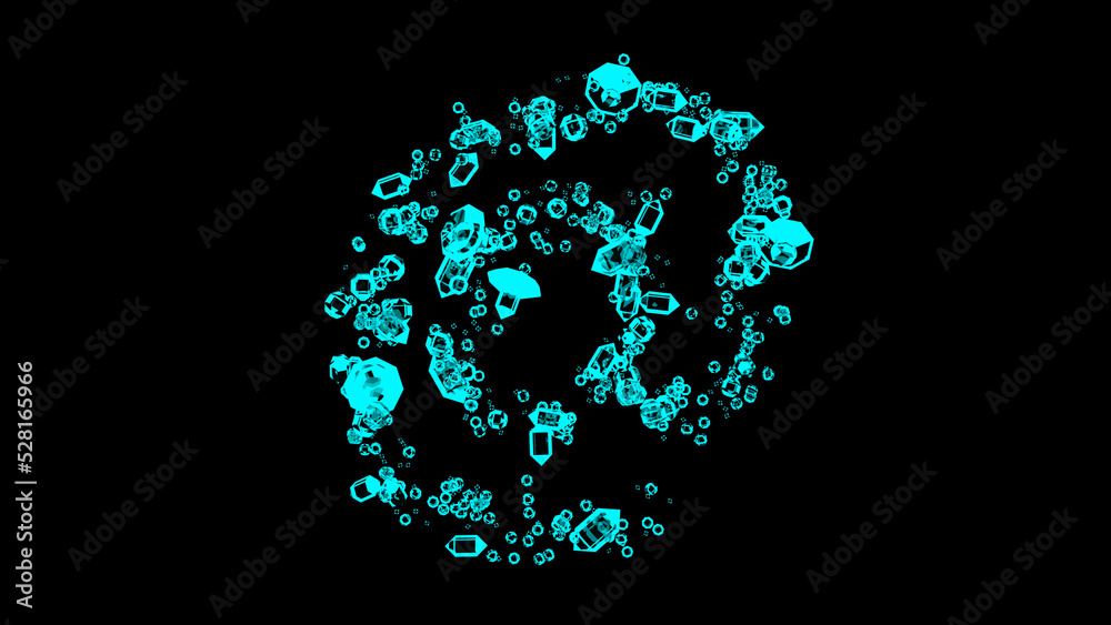 blue cartoon jewelry clear diamonds font - at sign, isolated - object 3D illustration blue cartoon jewelry clear diamonds font - at sign, isolated - object 3D illustration
