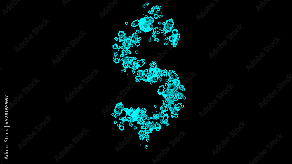 blue cartoon bijouterie finest brilliants alphabet - dollar - peso sign, isolated - object 3D illustration blue cartoon bijouterie finest brilliants alphabet - dollar - peso sign, isolated - object 3D illustration