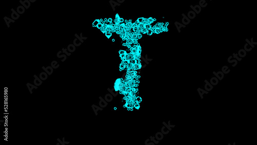 blue cartoon bijouterie finest diamonds alphabet - letter T, isolated - object 3D rendering