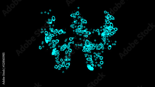 blue cartoon bijouterie transparent diamonds alphabet - won sign, isolated - object 3D illustration