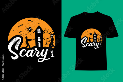 Scary Halloween T-shirt Design.