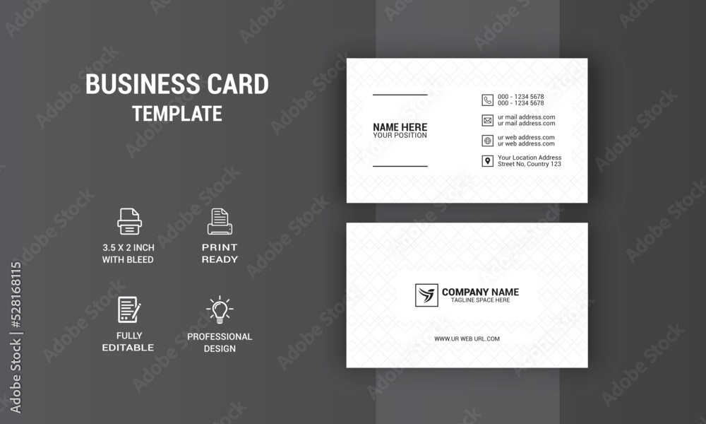 Agency Business Card Design. Company Card Design. Photos & Vector Standard Template Agency Business Card Design. Company Card Design. Photos & Vector Standard Template