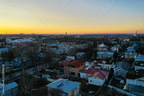 vologda view of the city from a drone, buildings architecture, a trip to the province in russia