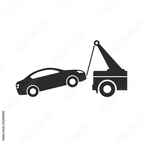 Tow truck, Car towing vector isolated simple icon on white background