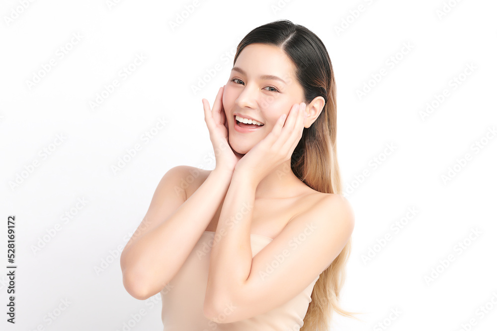Beautiful young asian woman with clean fresh skin on white background, Face care, Facial treatment, Cosmetology, beauty and spa, Asian women portrait. Beautiful young asian woman with clean fresh skin on white background, Face care, Facial treatment, Cosmetology, beauty and spa, Asian women portrait.