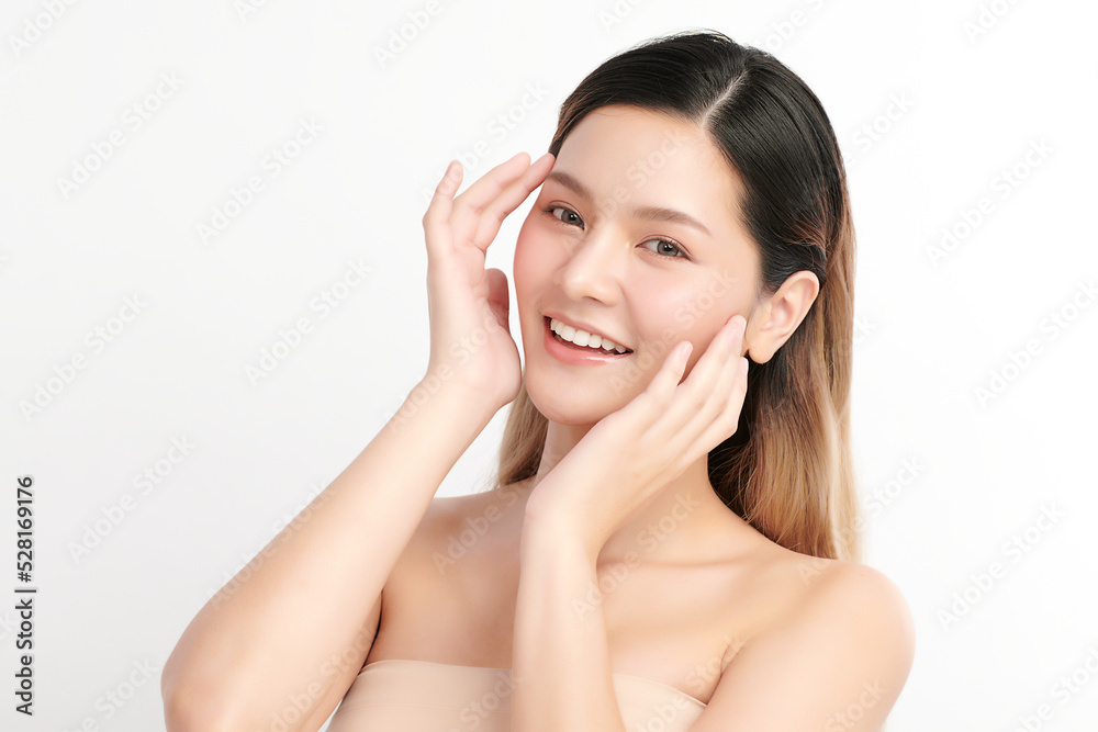Beautiful young asian woman with clean fresh skin on white background, Face care, Facial treatment, Cosmetology, beauty and spa, Asian women portrait. Beautiful young asian woman with clean fresh skin on white background, Face care, Facial treatment, Cosmetology, beauty and spa, Asian women portrait.