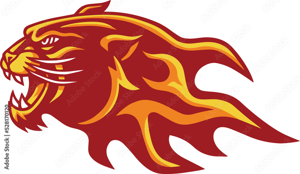Panther Jaguar Tiger Burning Flame Head Logo Mascot Design Panther Jaguar Tiger Burning Flame Head Logo Mascot Design