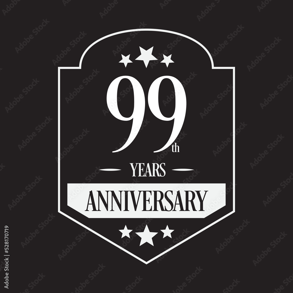 Naklejka premium Luxury 99th years anniversary vector icon, logo. Graphic design element