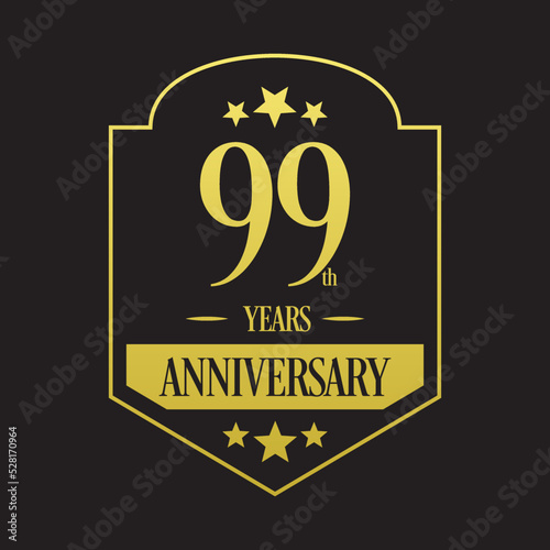 Luxury 99th years anniversary vector icon, logo. Graphic design element