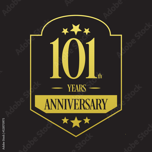 Luxury 101st years anniversary vector icon  logo. Graphic design element