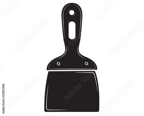 Black silhouette of Palette-knife on an isolated white background.repair tool.  vector illustration.