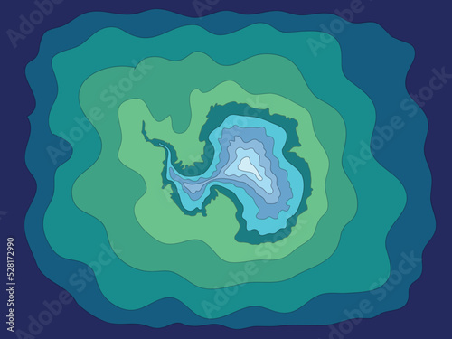 aerial view south pole paper cut concept background . landscape in south pole. paper cut and craft style. vector, illustration.