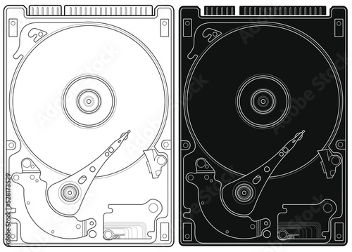 Layered editable vector illustration internal outline of computer hard disk.