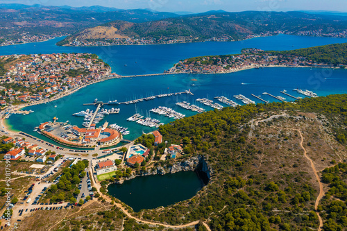 Aerial view of Rogoznica with Zmajevo oko lake, Croatia photo