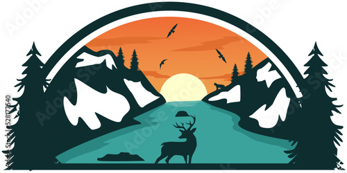 Deer and river view