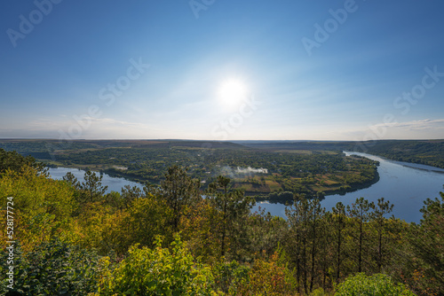 landscape of the Dniester river on the Moldovan-Ukrainian border