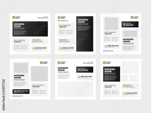 Exclusive Luxury Home Property: Set of Square Banner and Social Media Post Templates