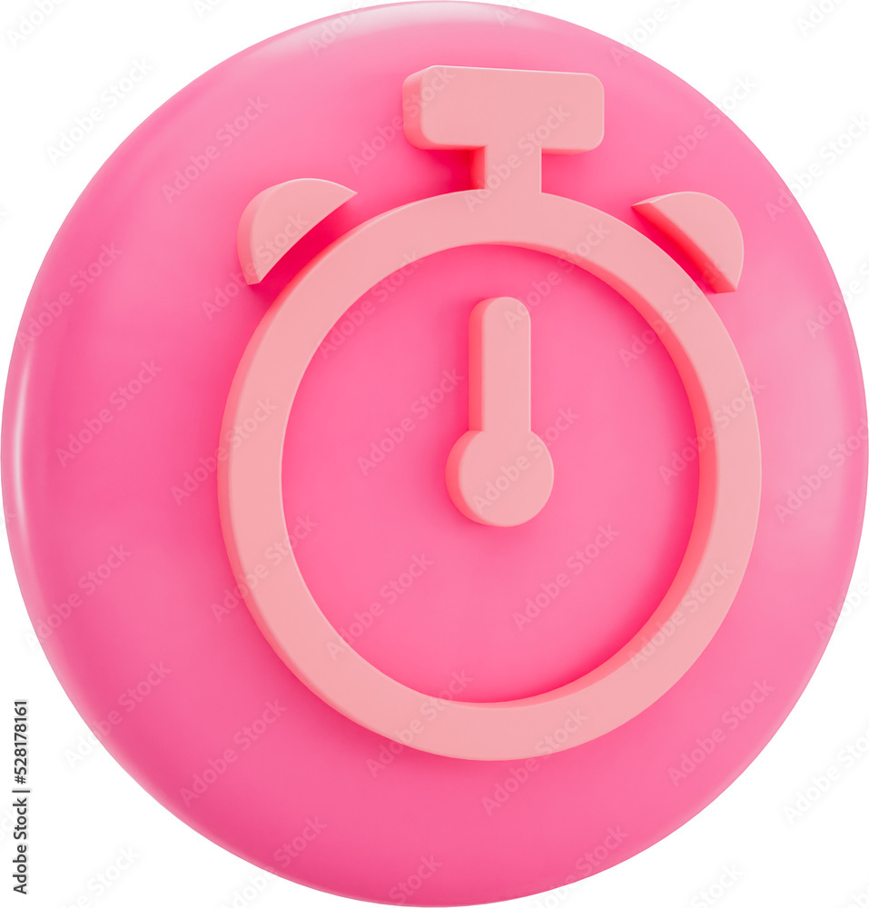 3D Render Clock Icon for your business - Left View 3D Render Clock Icon for your business - Left View