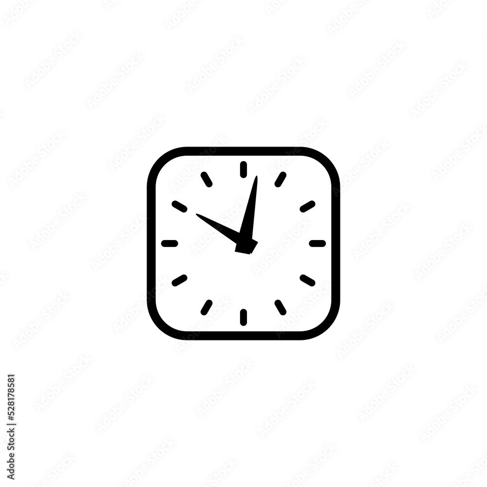 Clock time flat icon isolated on white background