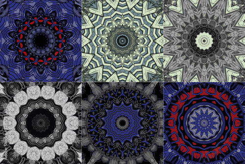 Set of beautiful mandala abstract fractal pattern illustration photo