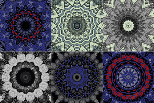 Set of beautiful mandala abstract fractal pattern illustration