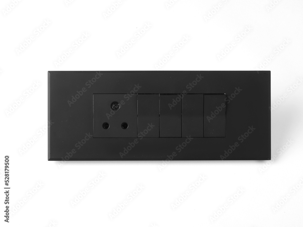 Electricity Switch board in black colour isolated on white background Electricity Switch board in black colour isolated on white background