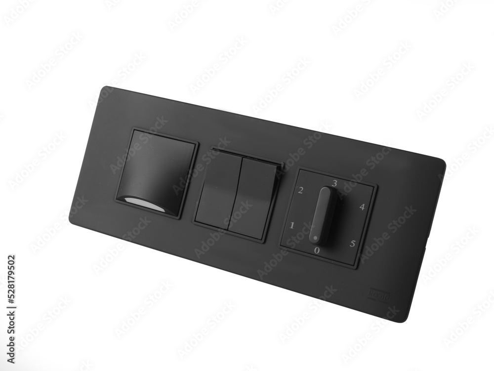 Electricity Switch board in black colour isolated on white background Electricity Switch board in black colour isolated on white background