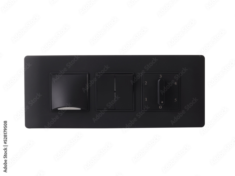 Electricity Switch board in black colour isolated on white background Electricity Switch board in black colour isolated on white background