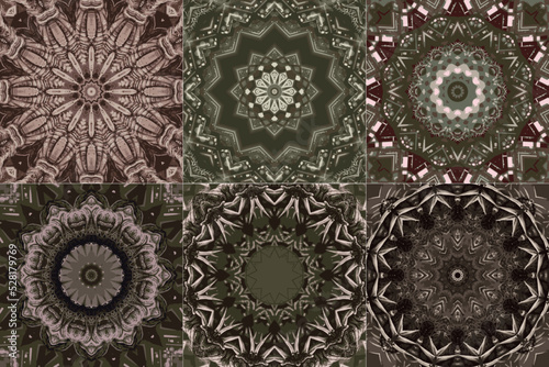 Set of beautiful mandala abstract fractal pattern illustration