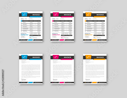 Invoice & letterhead Six Design Combo. Corporate creative business letterhead and invoice template combo pack.