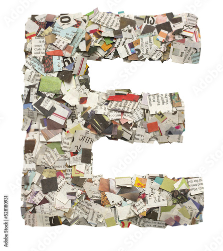 newspaper confetti Capital letter E PNG