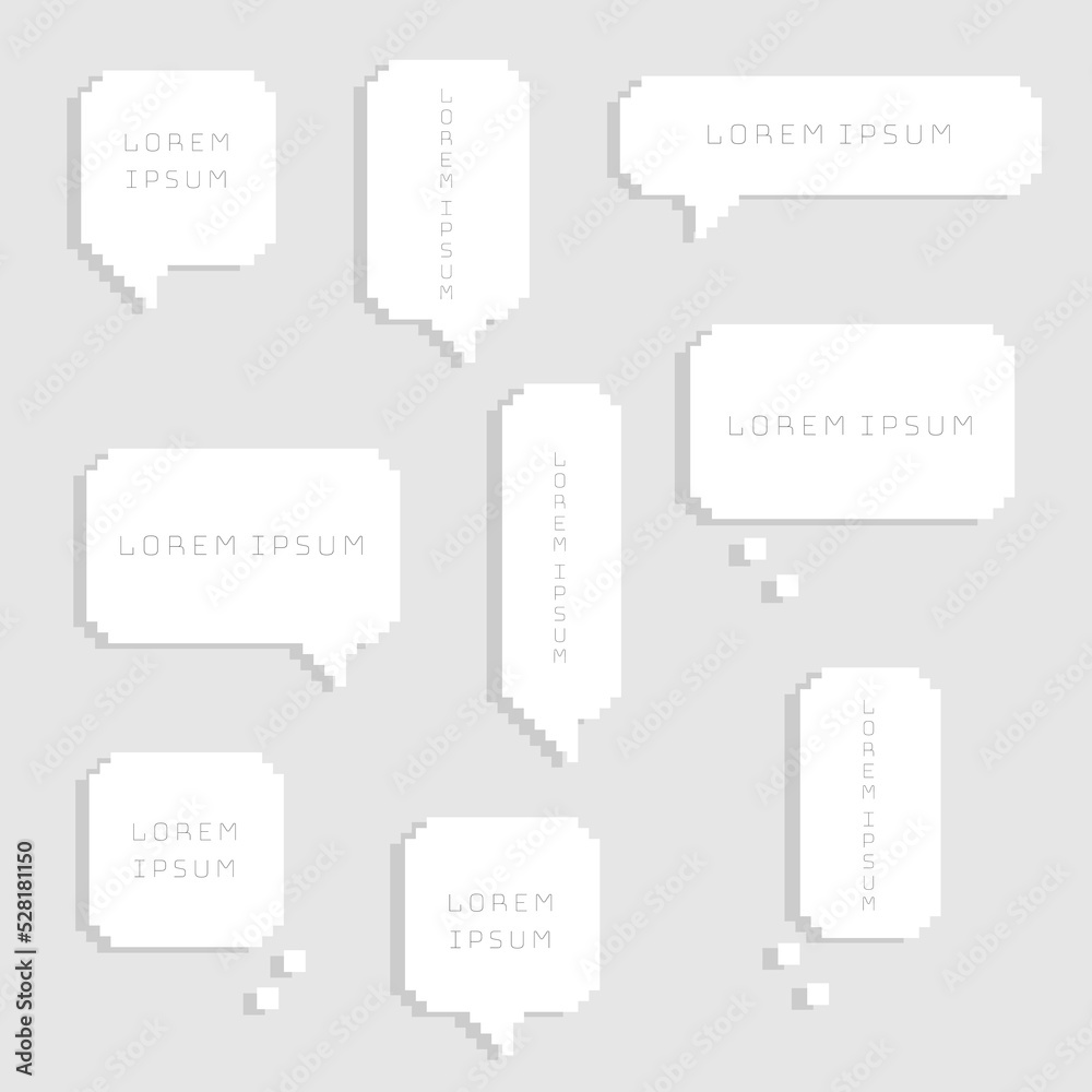 collection-set-of-retro-game-8-bit-pixel-sweet-cute-white-color-speech