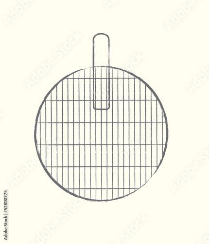 Round barbecue grill top view in flat vector illustration