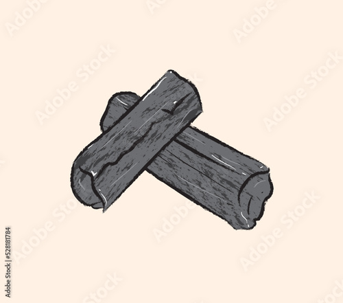 Rectangle black charcoal in flat vector illustration art design