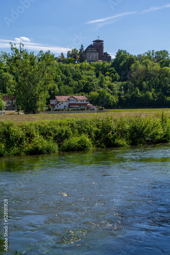 View to the german village called Trendelburg with castle with river Diemel