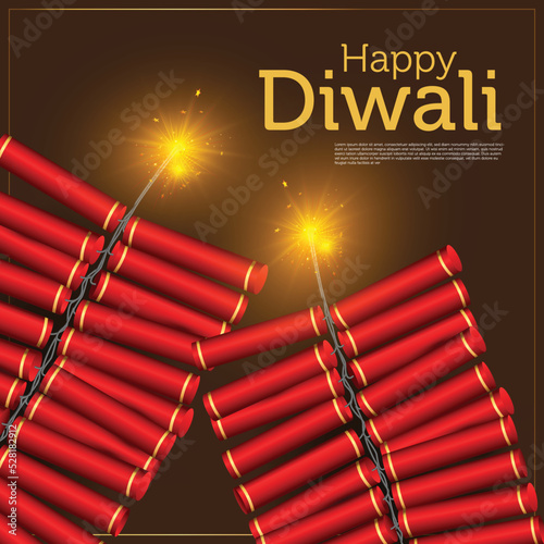 Happy Diwali Diwali crackers, 1000 wala Vector illustration.