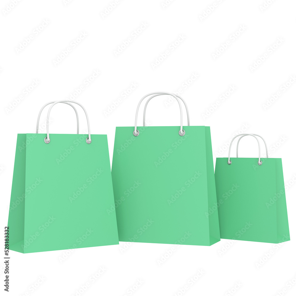 Shopping bag. Paper bag. 3D element. Shopping bag. Paper bag. 3D element.