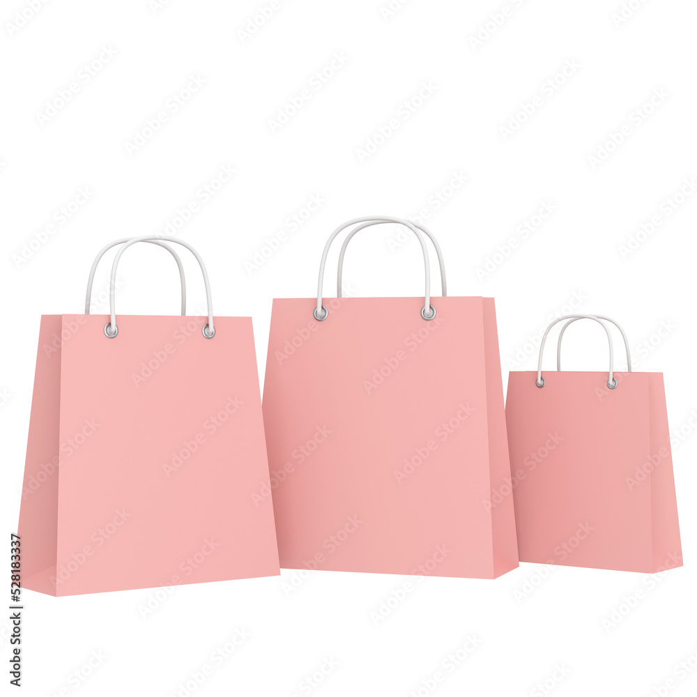 Shopping bag. Paper bag. 3D element. Shopping bag. Paper bag. 3D element.