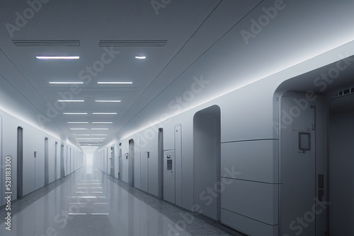 3d illustration of Futuristic spaceship interior corridor Mars colonization photo